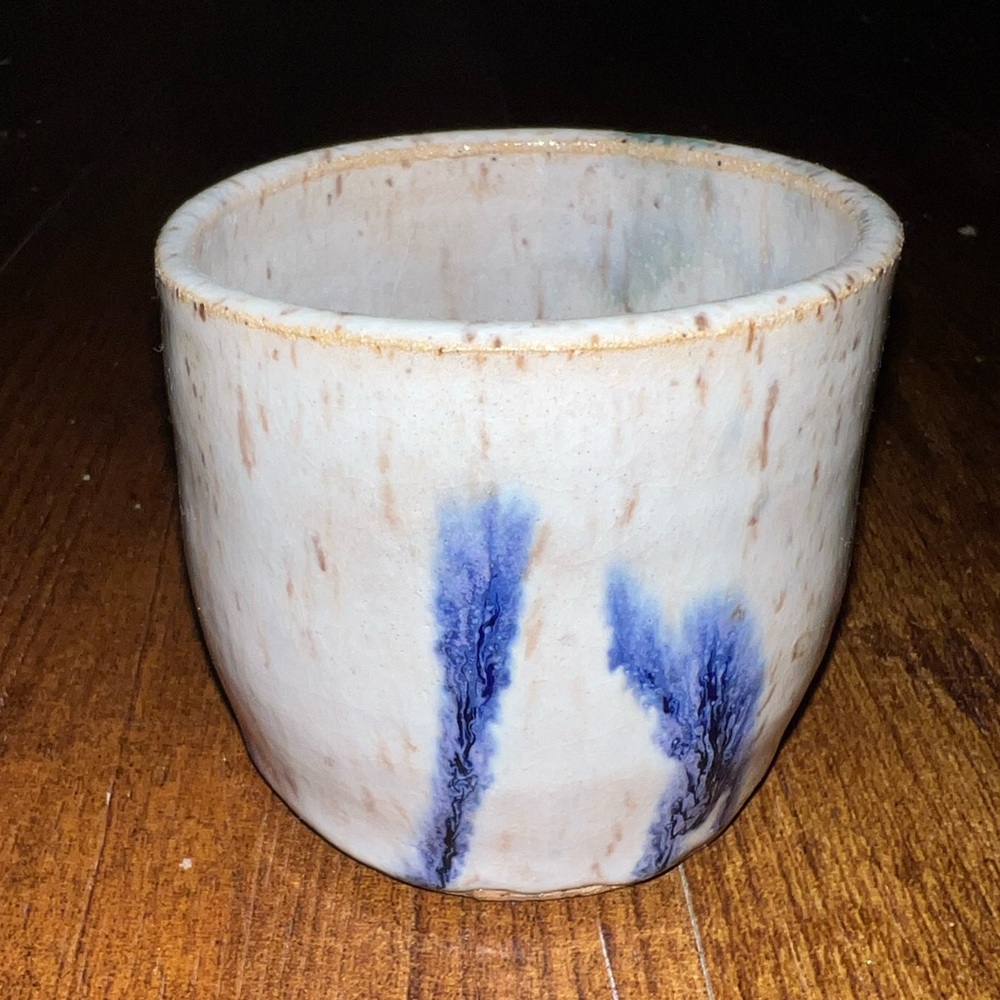 Studio Pottery Artistic Blue and White Ceramic Vase/ Trinket Dish Vintage - Picture 3 of 8